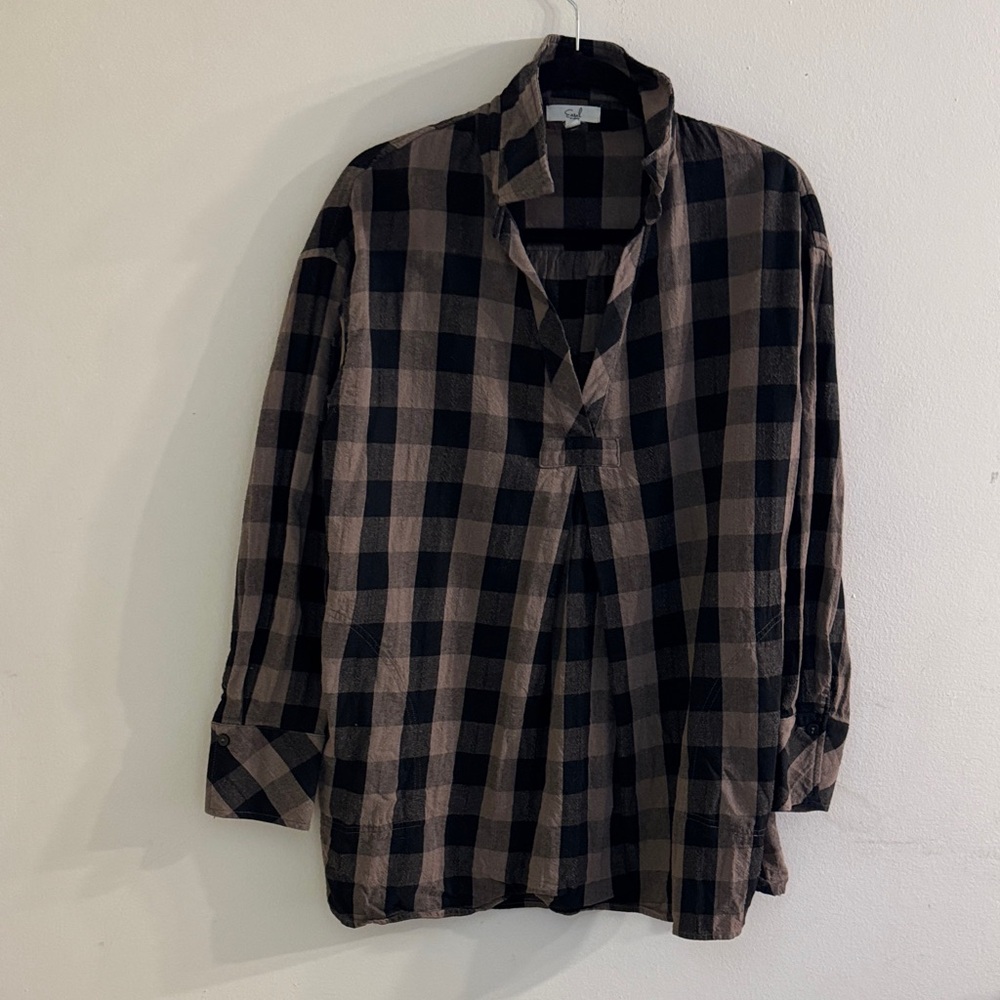 Easel Black and Brown Plaid oversized
